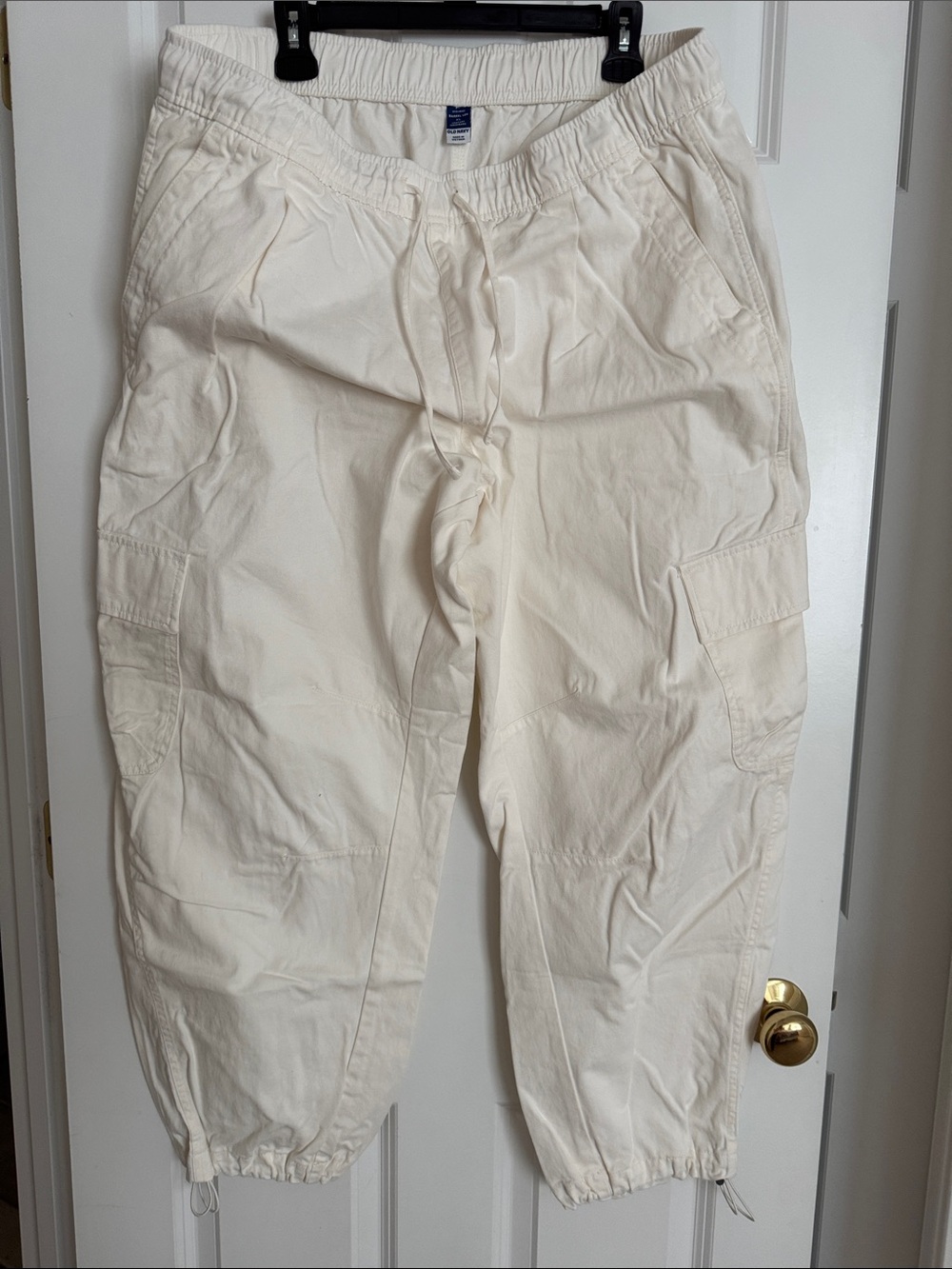 Old Navy Off-White Drawstring Cargo Joggers